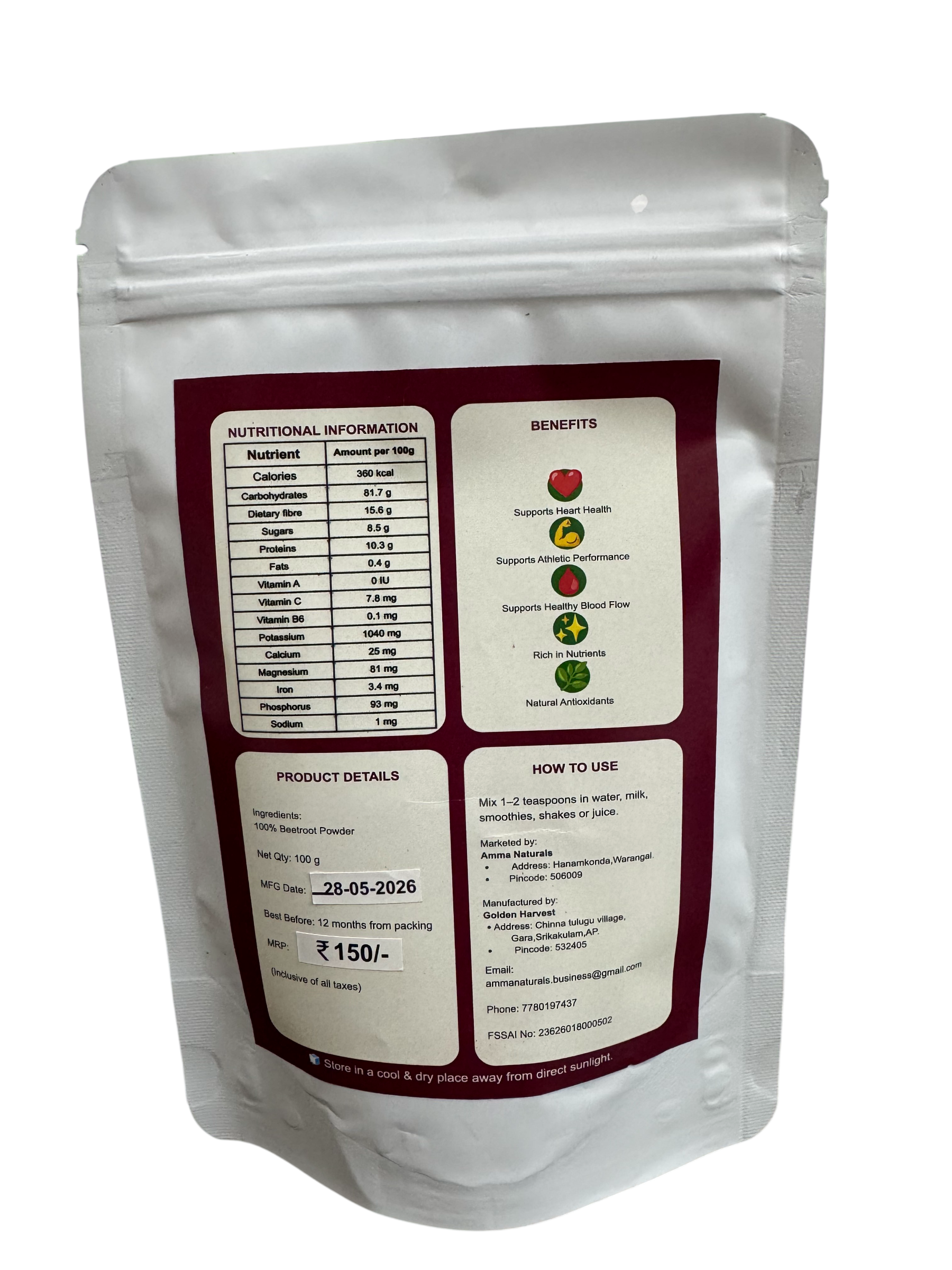 Amma Naturals Beetroot Powder - 100g