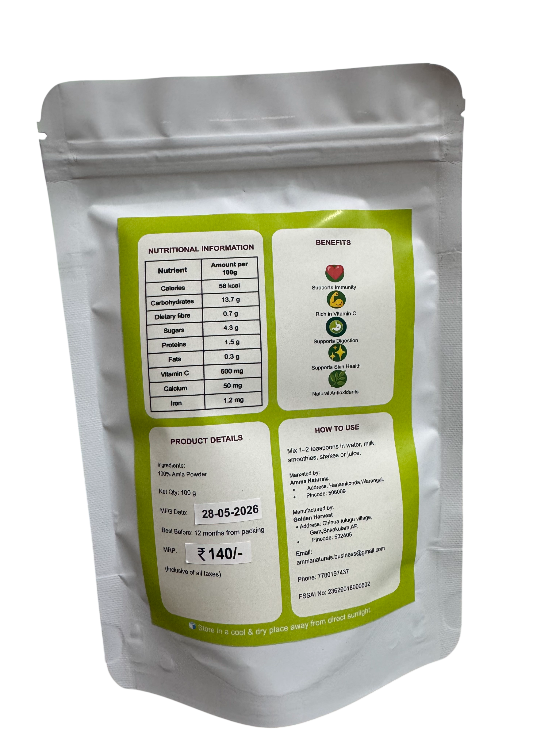 Amma Naturals Amla Powder - 100g