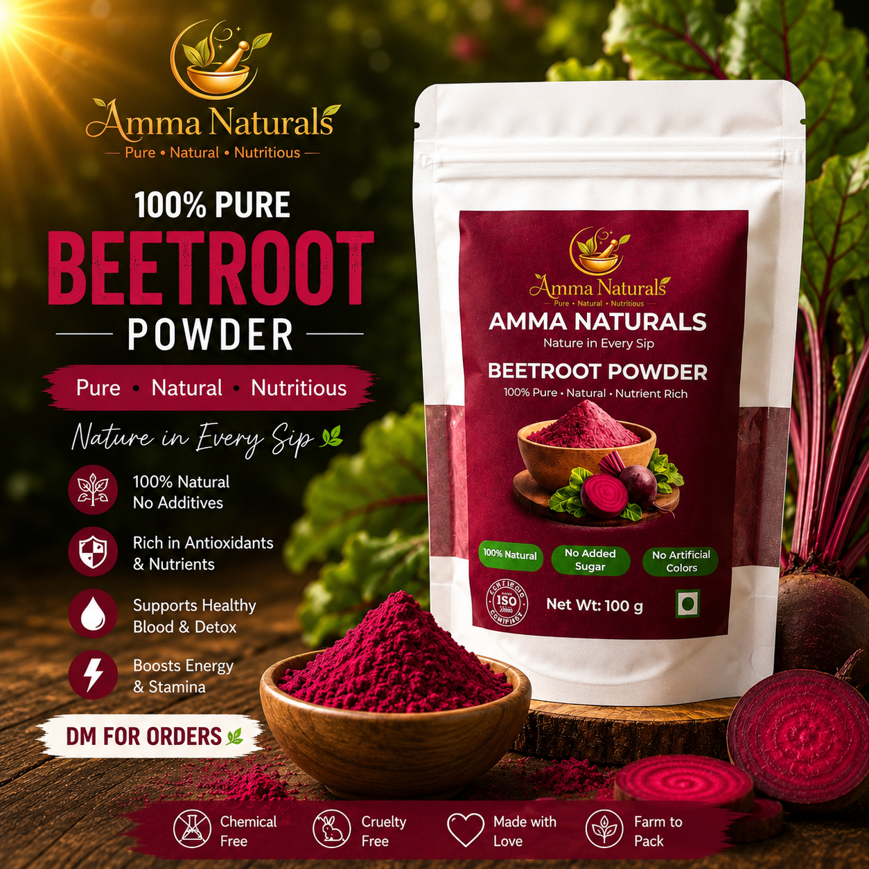 Amma Naturals Beetroot Powder - 100g