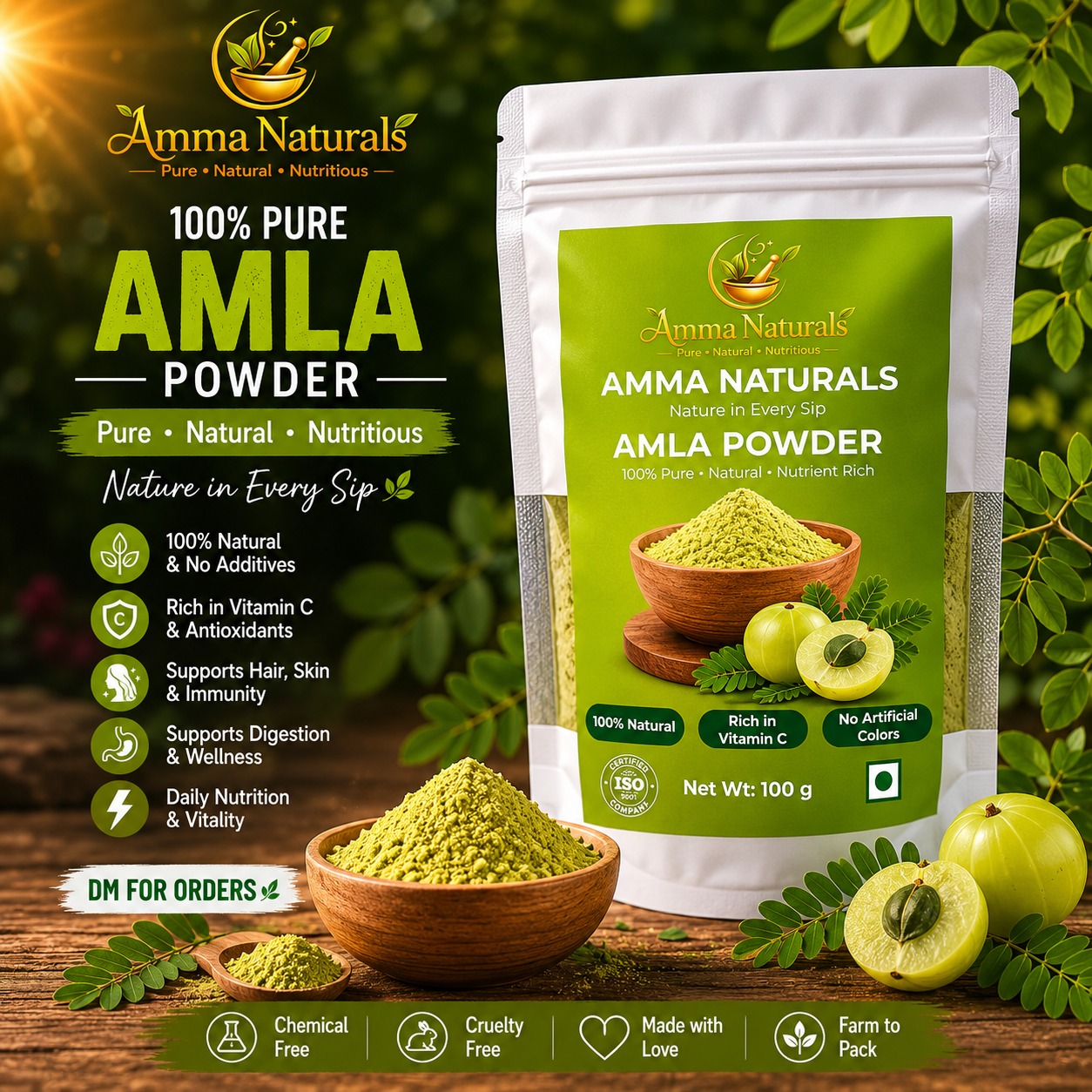 Amma Naturals Amla Powder - 100g